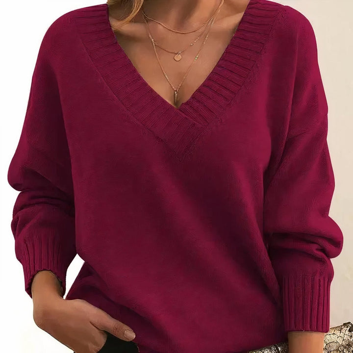 Linda — Maglia in Cashmere Donna Oversize con Scollo a V e Spalle Scese, Lina Milano