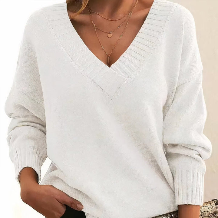 Linda — Maglia in Cashmere Donna Oversize con Scollo a V e Spalle Scese, Lina Milano