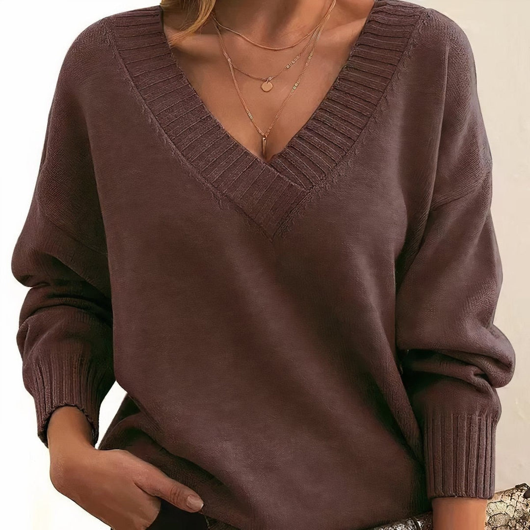 Linda — Maglia in Cashmere Donna Oversize con Scollo a V e Spalle Scese, Lina Milano