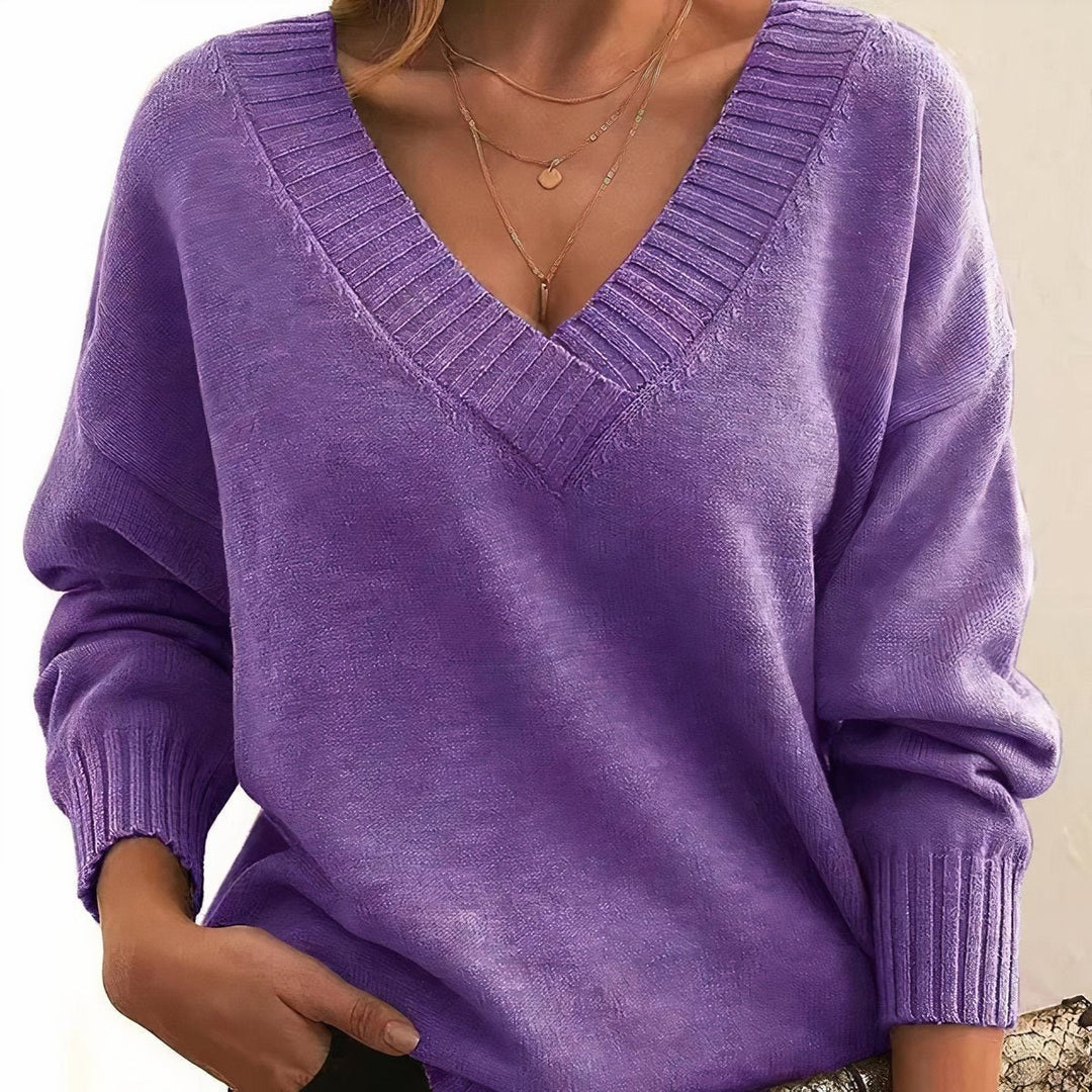 Linda — Maglia in Cashmere Donna Oversize con Scollo a V e Spalle Scese, Lina Milano