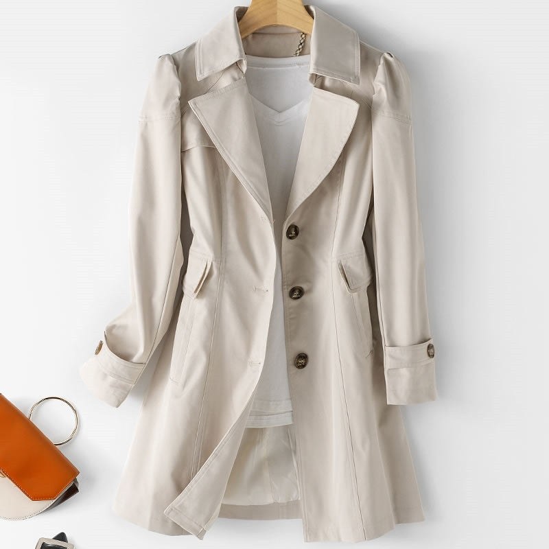 Lisa — Cappotto Lungo Donna Stile Trench con Colletto a Revers, Lina Milano