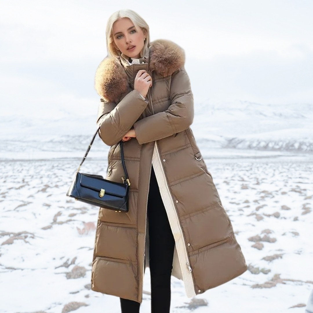 Lorella — Parka Donna Invernale Lungo con Cappuccio in Pelliccia, Lina Milano