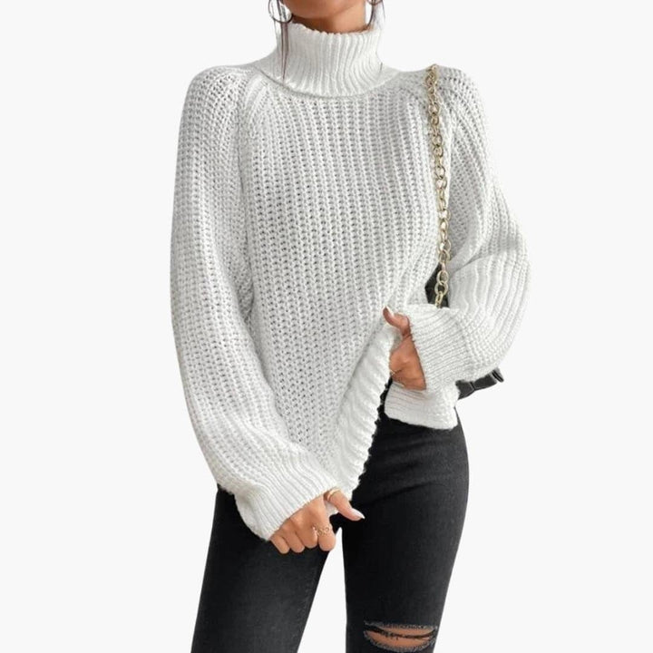 Loretta — Maglione Oversize Donna a Coste con Collo Alto e Spacchi, Lina Milano