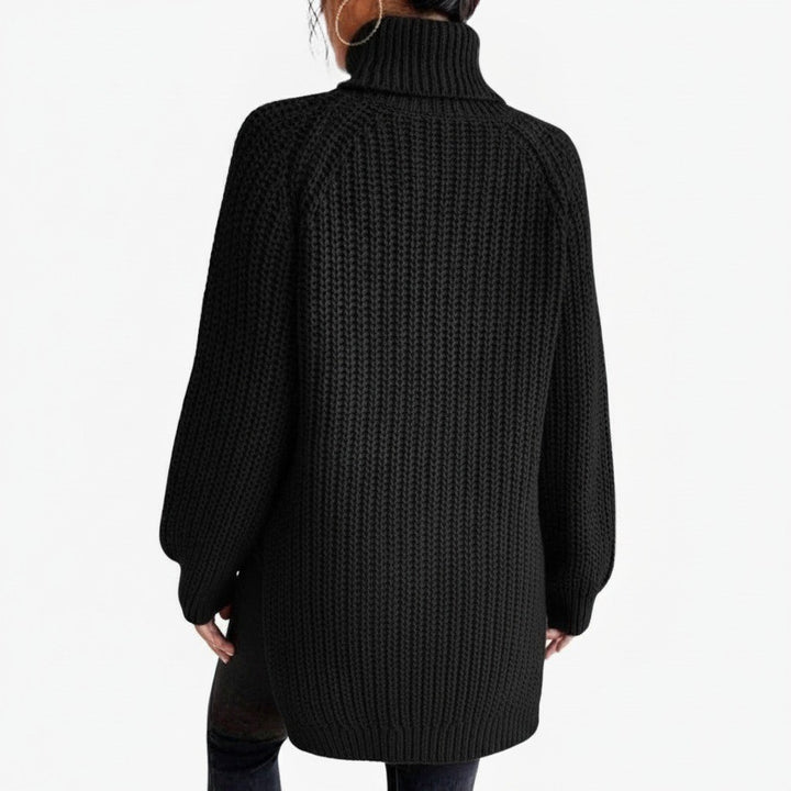 Loretta — Maglione Oversize Donna a Coste con Collo Alto e Spacchi, Lina Milano