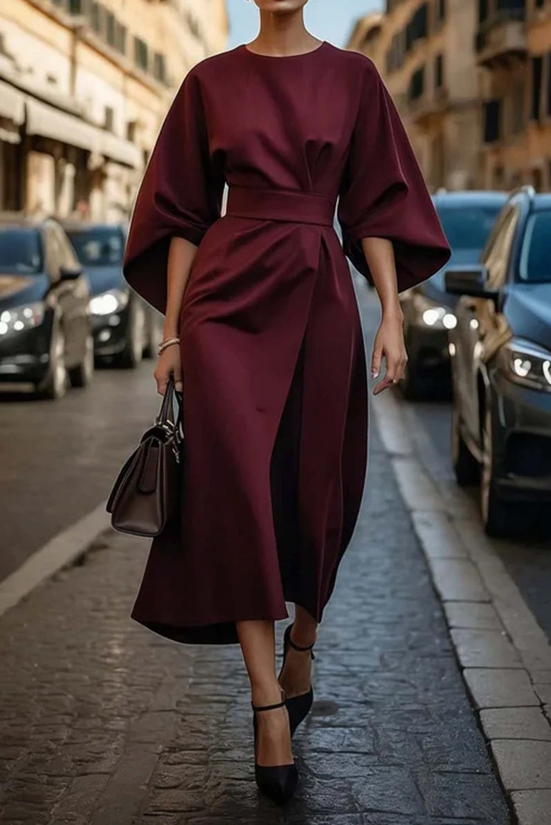 Luce — Abiti Donna Invernali, Midi con Maniche a Lanterna, Lina Milano