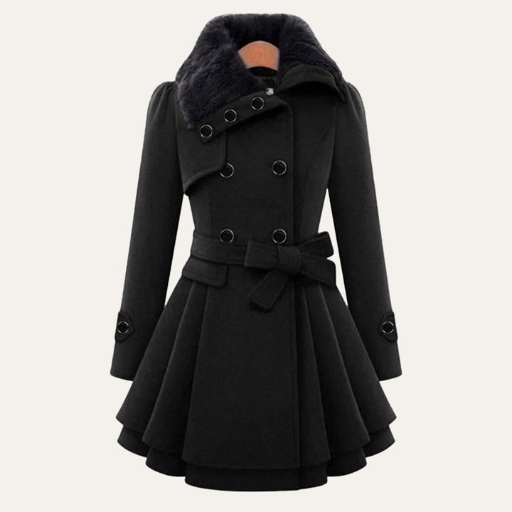 Luciana — Cappotto Donna Invernale Doppiopetto con Collo in Pelliccia, Lina Milano