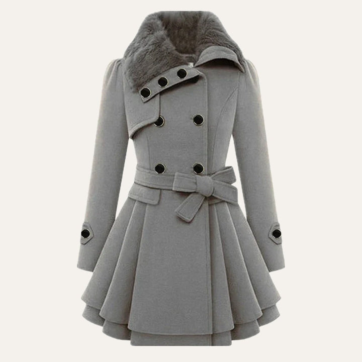 Luciana — Cappotto Donna Invernale Doppiopetto con Collo in Pelliccia, Lina Milano