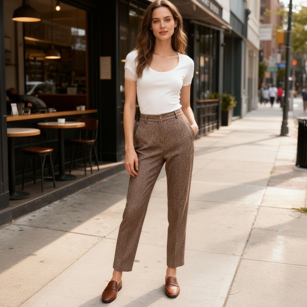 Margherita — Pantaloni in Lana Donna Invernali a Vita Alta con Gamba Dritta, Lina Milano