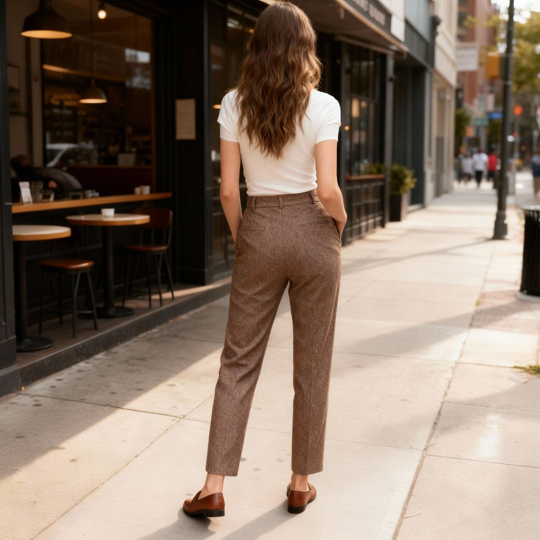 Margherita — Pantaloni in Lana Donna Invernali a Vita Alta con Gamba Dritta, Lina Milano