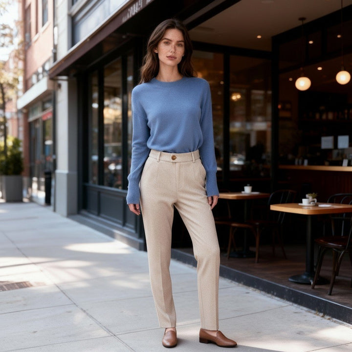 Margherita — Pantaloni in Lana Donna Invernali a Vita Alta con Gamba Dritta, Lina Milano