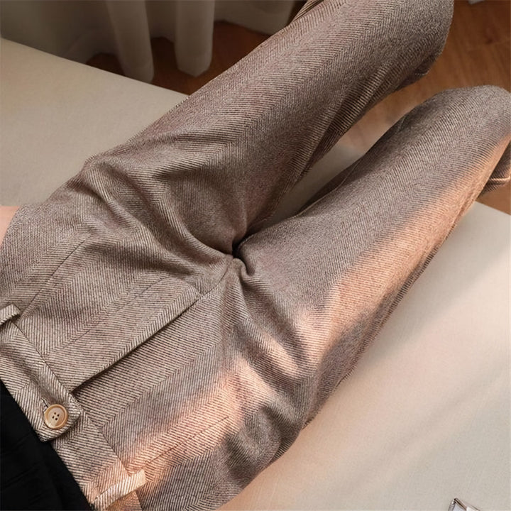 Margherita — Pantaloni in Lana Donna Invernali a Vita Alta con Gamba Dritta, Lina Milano