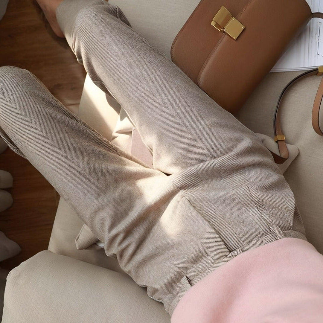 Margherita — Pantaloni in Lana Donna Invernali a Vita Alta con Gamba Dritta, Lina Milano