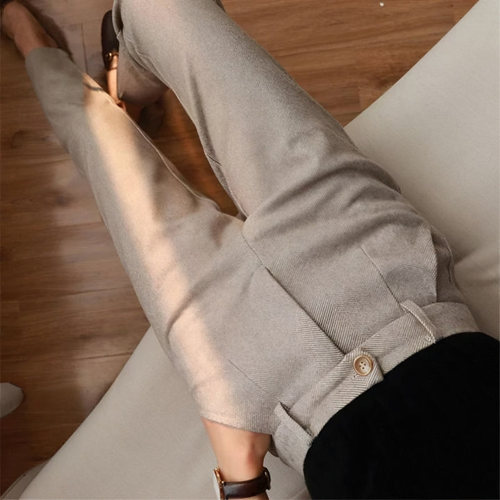 Margherita — Pantaloni in Lana Donna Invernali a Vita Alta con Gamba Dritta, Lina Milano