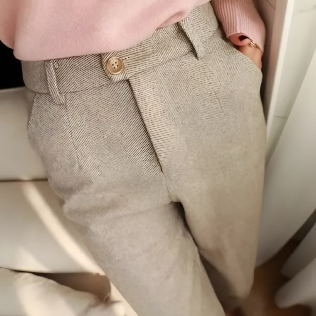 Margherita — Pantaloni in Lana Donna Invernali a Vita Alta con Gamba Dritta, Lina Milano