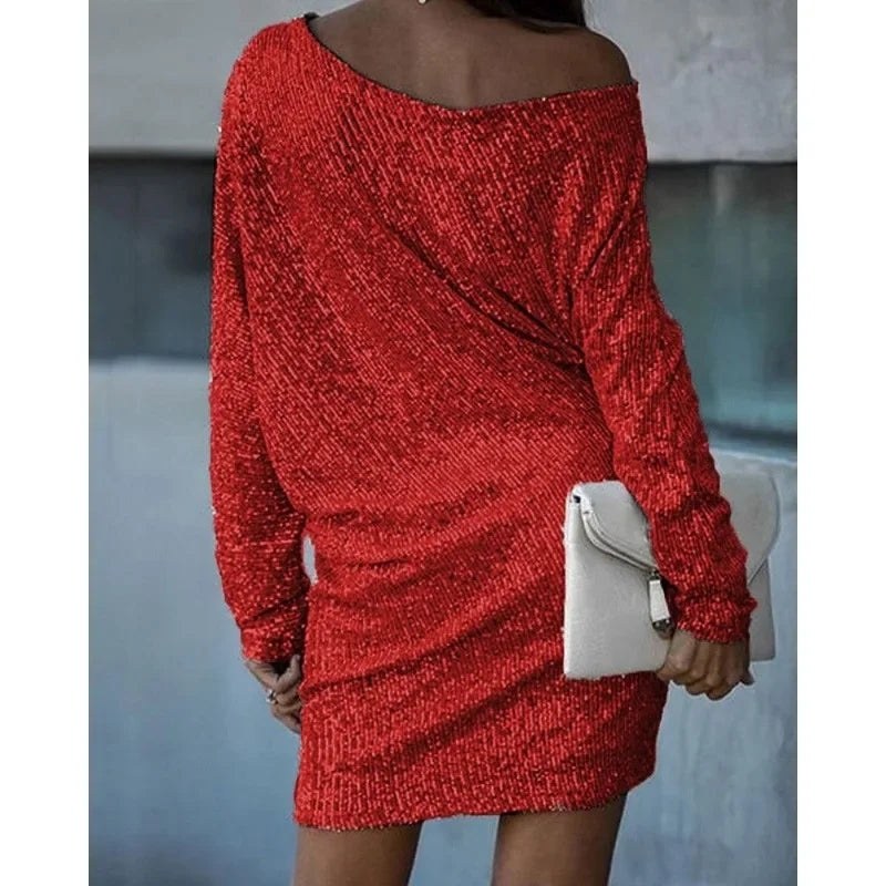 Maria — Vestito di Paillettes Donna Corto a Maniche Lunghe, Lina Milano