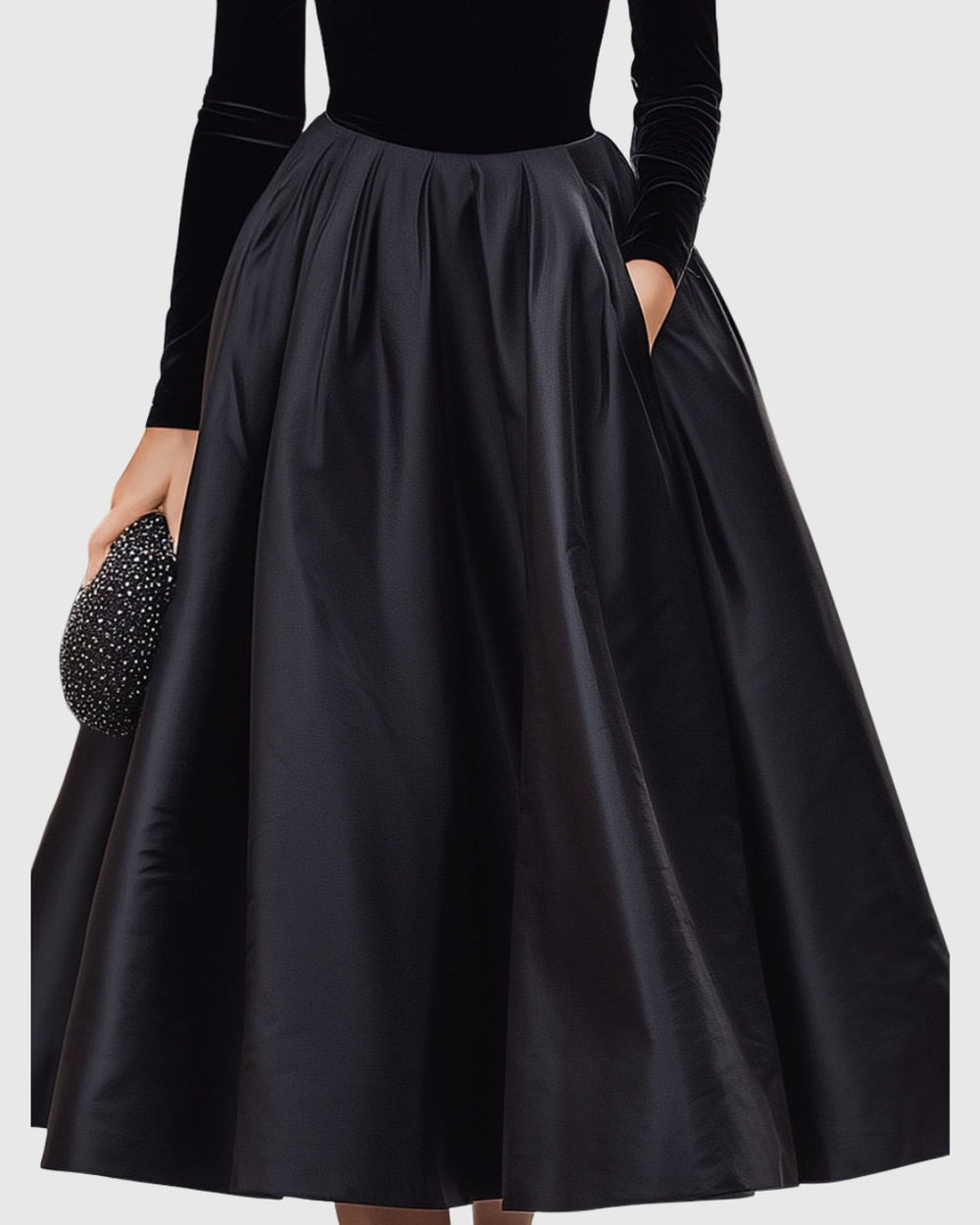 Marilena — Vestito in Velluto Donna Midi con Gonna in Raso, Lina Milano