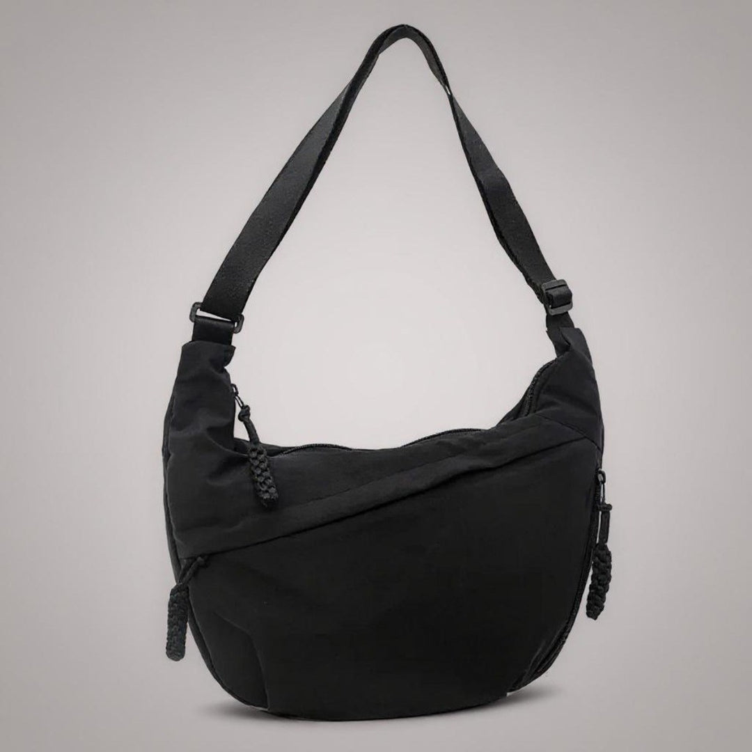 Marina — Borsa Donna a Spalla in Nylon a Mezzaluna con Tasche e Tracolla, Lina Milano