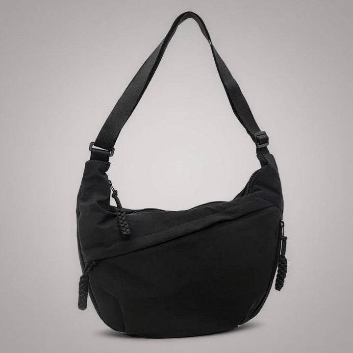 Marina — Borsa Donna a Spalla in Nylon a Mezzaluna con Tasche e Tracolla, Lina Milano