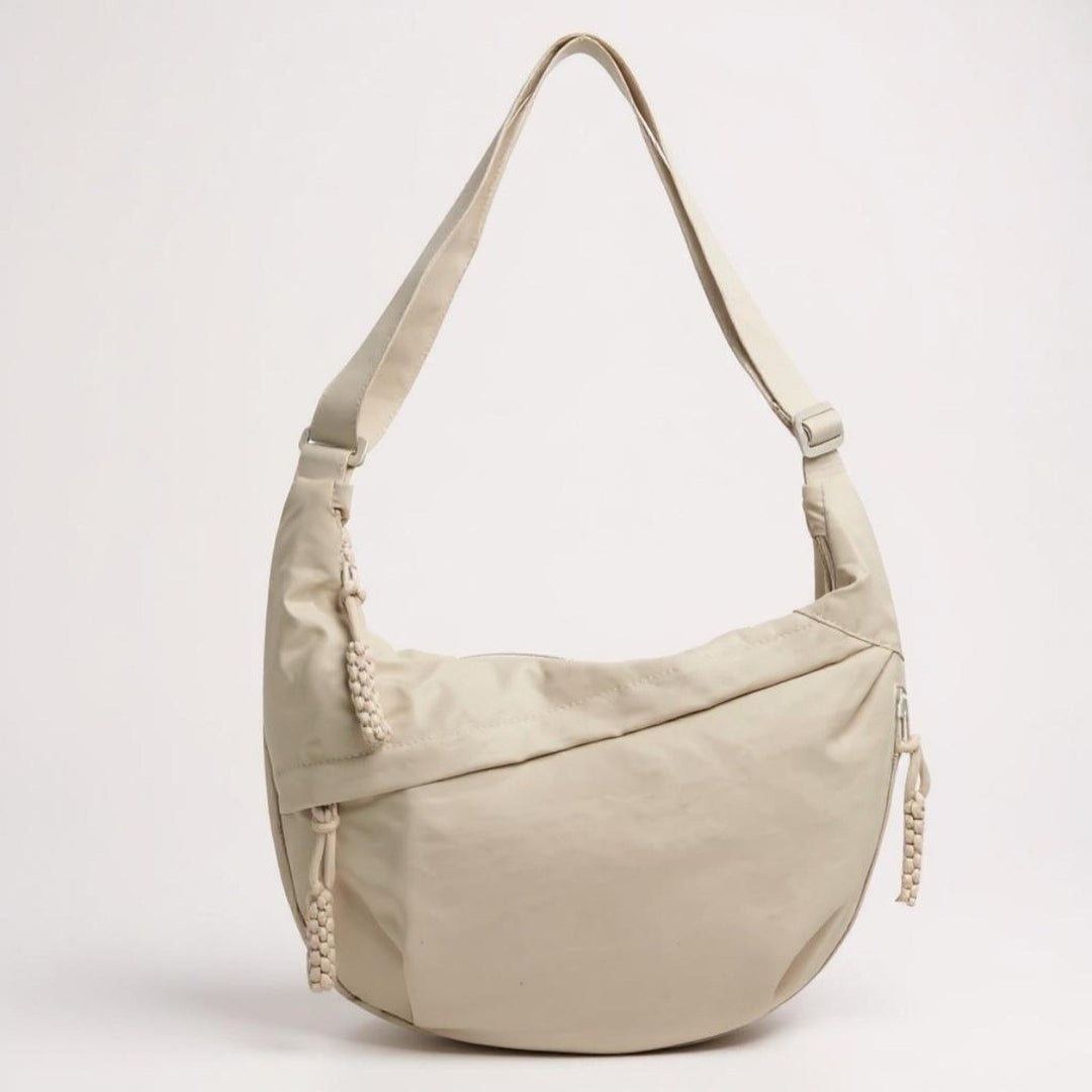 Marina — Borsa Donna a Spalla in Nylon a Mezzaluna con Tasche e Tracolla, Lina Milano