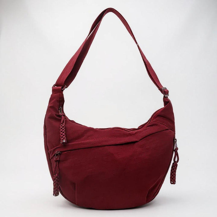 Marina — Borsa Donna a Spalla in Nylon a Mezzaluna con Tasche e Tracolla, Lina Milano