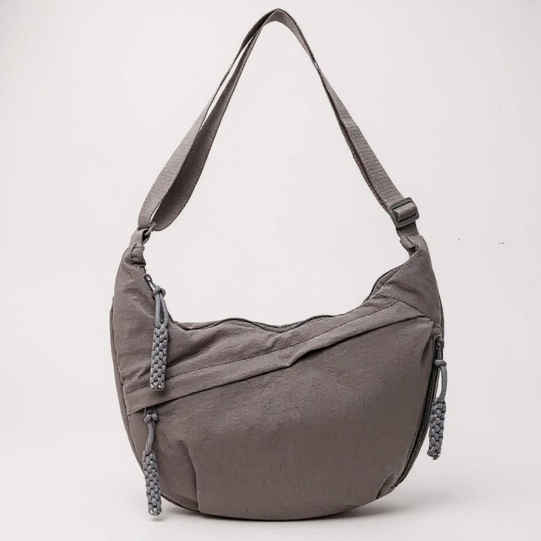 Marina — Borsa Donna a Spalla in Nylon a Mezzaluna con Tasche e Tracolla, Lina Milano