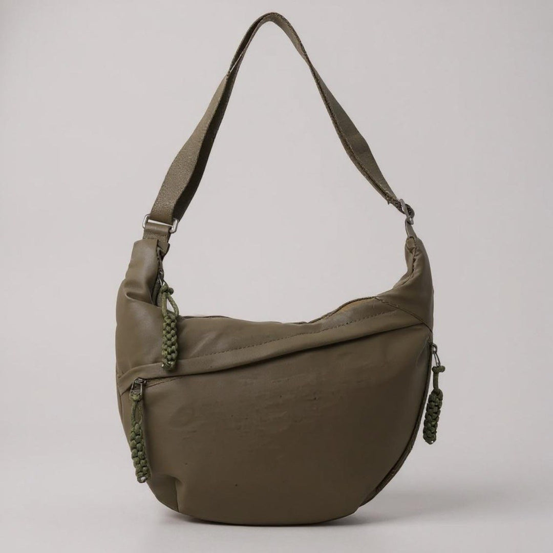 Marina — Borsa Donna a Spalla in Nylon a Mezzaluna con Tasche e Tracolla, Lina Milano