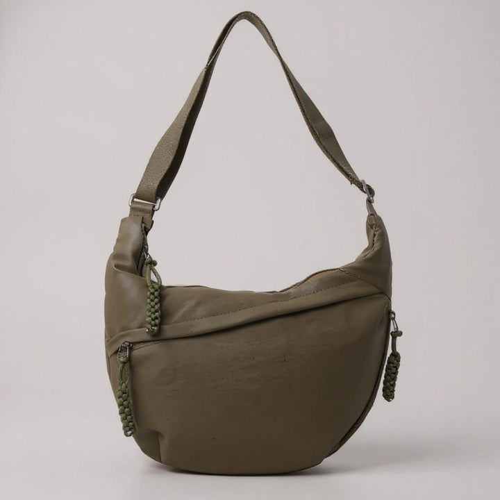 Marina — Borsa Donna a Spalla in Nylon a Mezzaluna con Tasche e Tracolla, Lina Milano