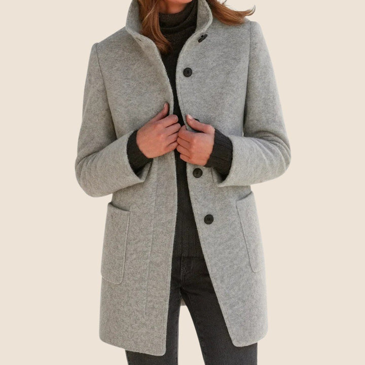 Milena — Cappotti Donna in Lana Midi con Bottoni e Collo Alto, Lina Milano