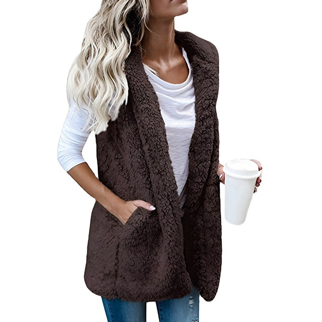 Miriam — Gilet in Pile Donna Teddy Lungo con Collo a Scialle, Lina Milano