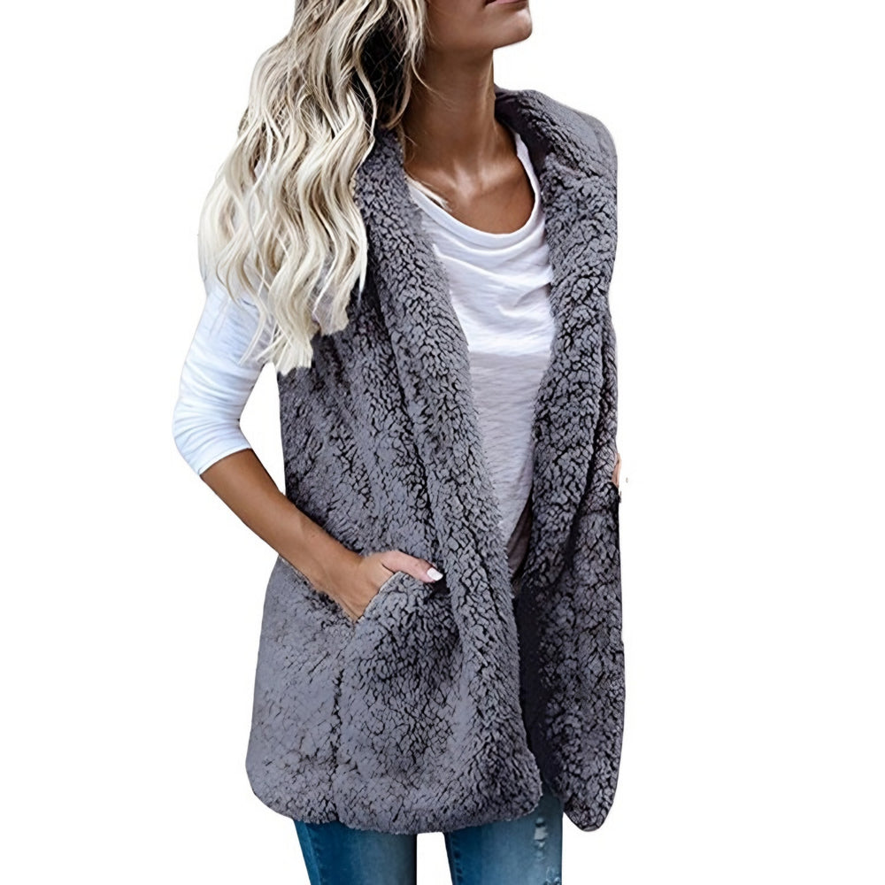 Miriam — Gilet in Pile Donna Teddy Lungo con Collo a Scialle, Lina Milano