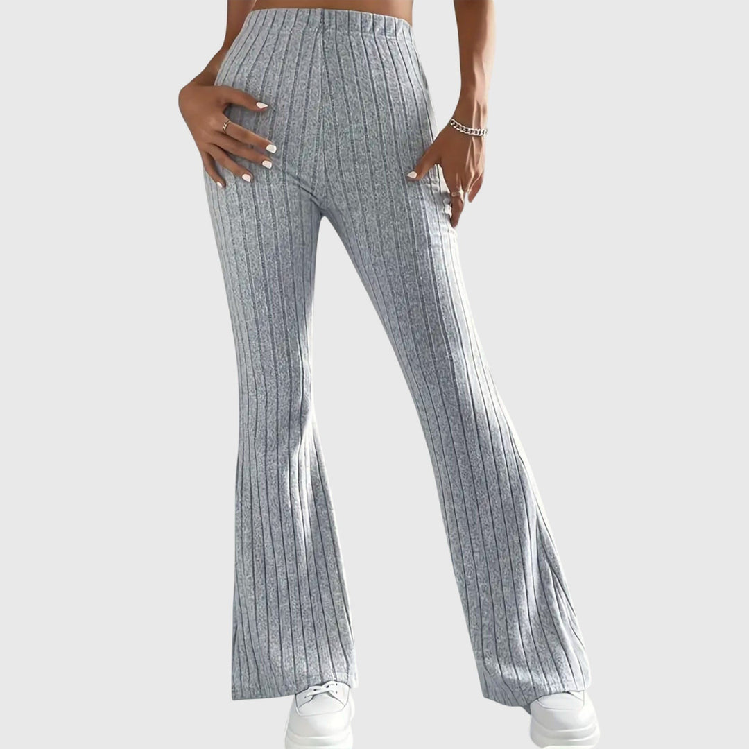 Monica — Pantaloni Eleganti Donna Aderenti a Coste e Zampa con Vita Alta, Lina Milano