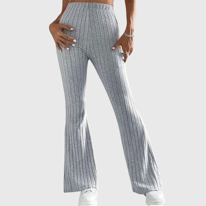 Monica — Pantaloni Eleganti Donna Aderenti a Coste e Zampa con Vita Alta, Lina Milano