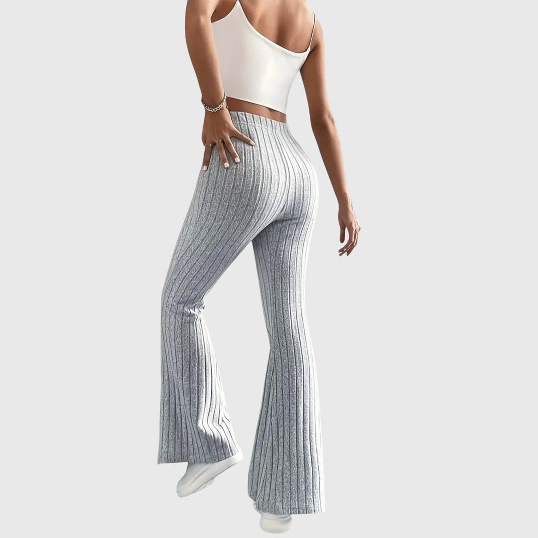 Monica — Pantaloni Eleganti Donna Aderenti a Coste e Zampa con Vita Alta, Lina Milano
