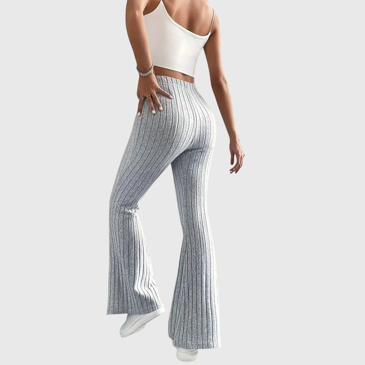 Monica — Pantaloni Eleganti Donna Aderenti a Coste e Zampa con Vita Alta, Lina Milano