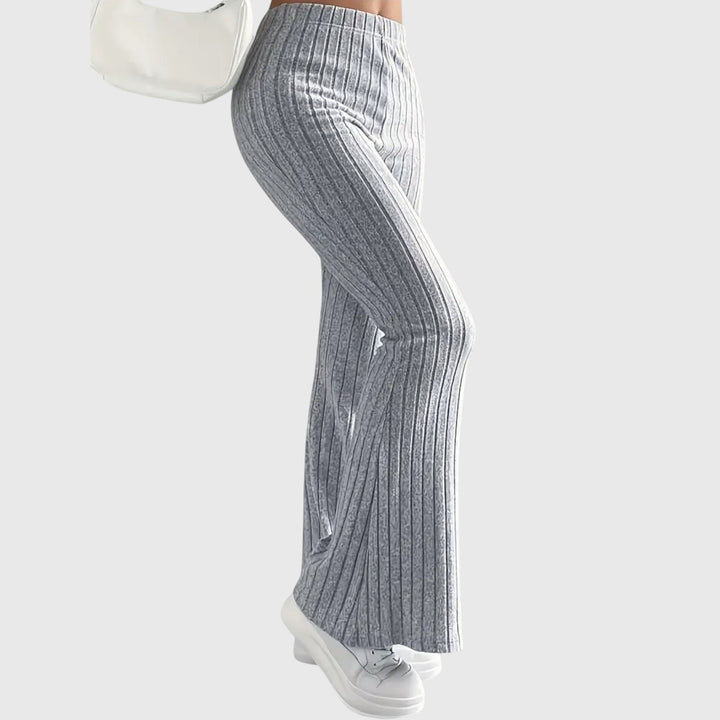 Monica — Pantaloni Eleganti Donna Aderenti a Coste e Zampa con Vita Alta, Lina Milano