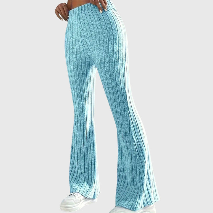 Monica — Pantaloni Eleganti Donna Aderenti a Coste e Zampa con Vita Alta, Lina Milano