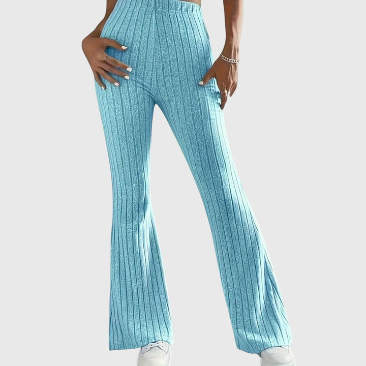 Monica — Pantaloni Eleganti Donna Aderenti a Coste e Zampa con Vita Alta, Lina Milano