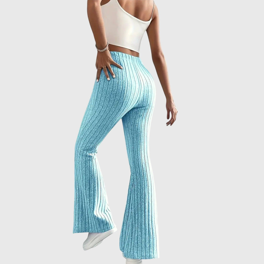 Monica — Pantaloni Eleganti Donna Aderenti a Coste e Zampa con Vita Alta, Lina Milano