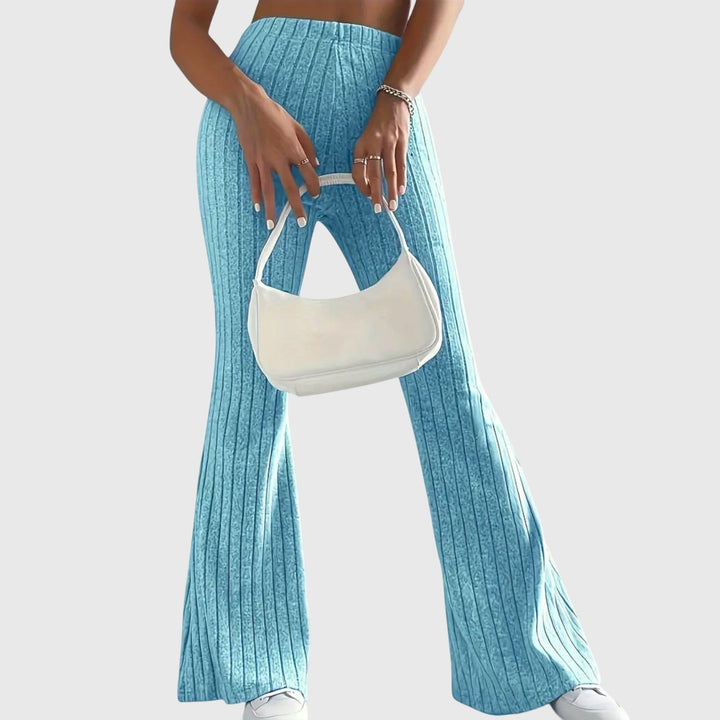 Monica — Pantaloni Eleganti Donna Aderenti a Coste e Zampa con Vita Alta, Lina Milano