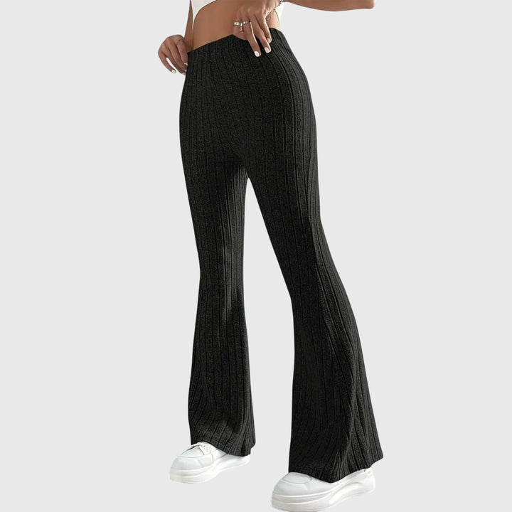 Monica — Pantaloni Eleganti Donna Aderenti a Coste e Zampa con Vita Alta, Lina Milano