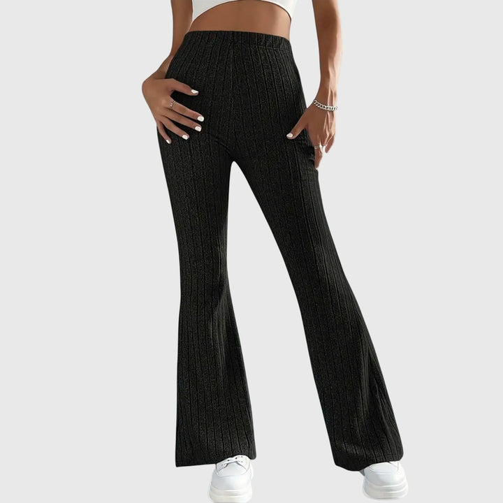 Monica — Pantaloni Eleganti Donna Aderenti a Coste e Zampa con Vita Alta, Lina Milano