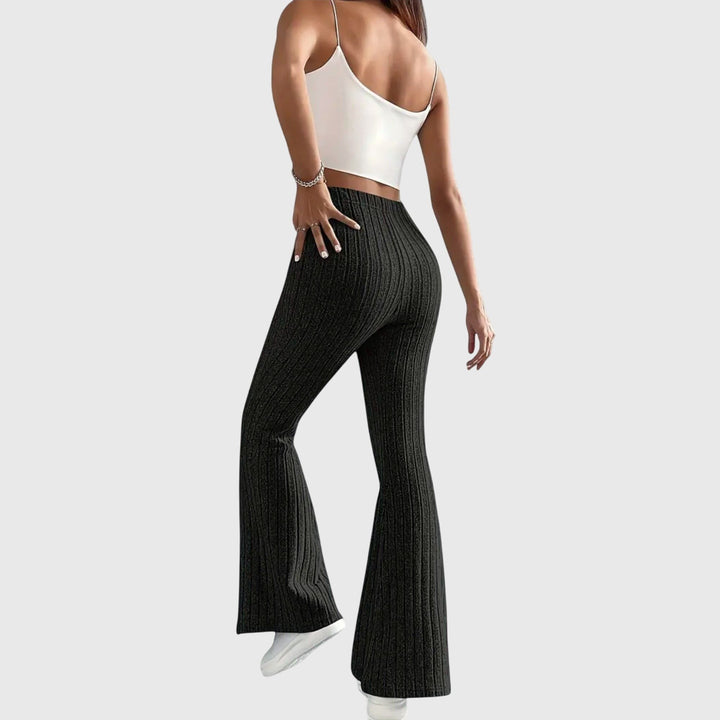 Monica — Pantaloni Eleganti Donna Aderenti a Coste e Zampa con Vita Alta, Lina Milano