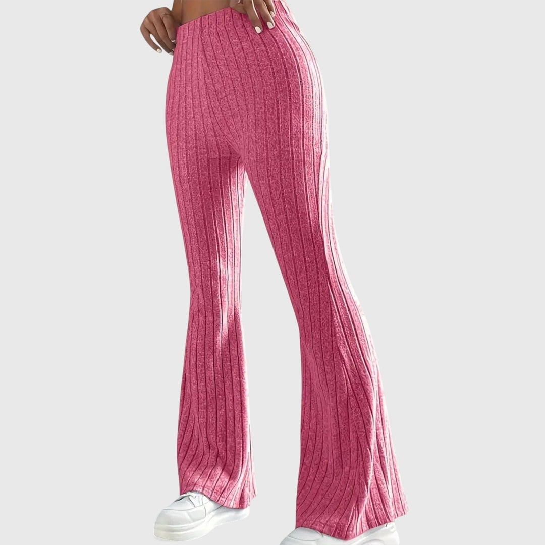 Monica — Pantaloni Eleganti Donna Aderenti a Coste e Zampa con Vita Alta, Lina Milano