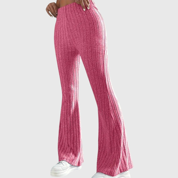 Monica — Pantaloni Eleganti Donna Aderenti a Coste e Zampa con Vita Alta, Lina Milano