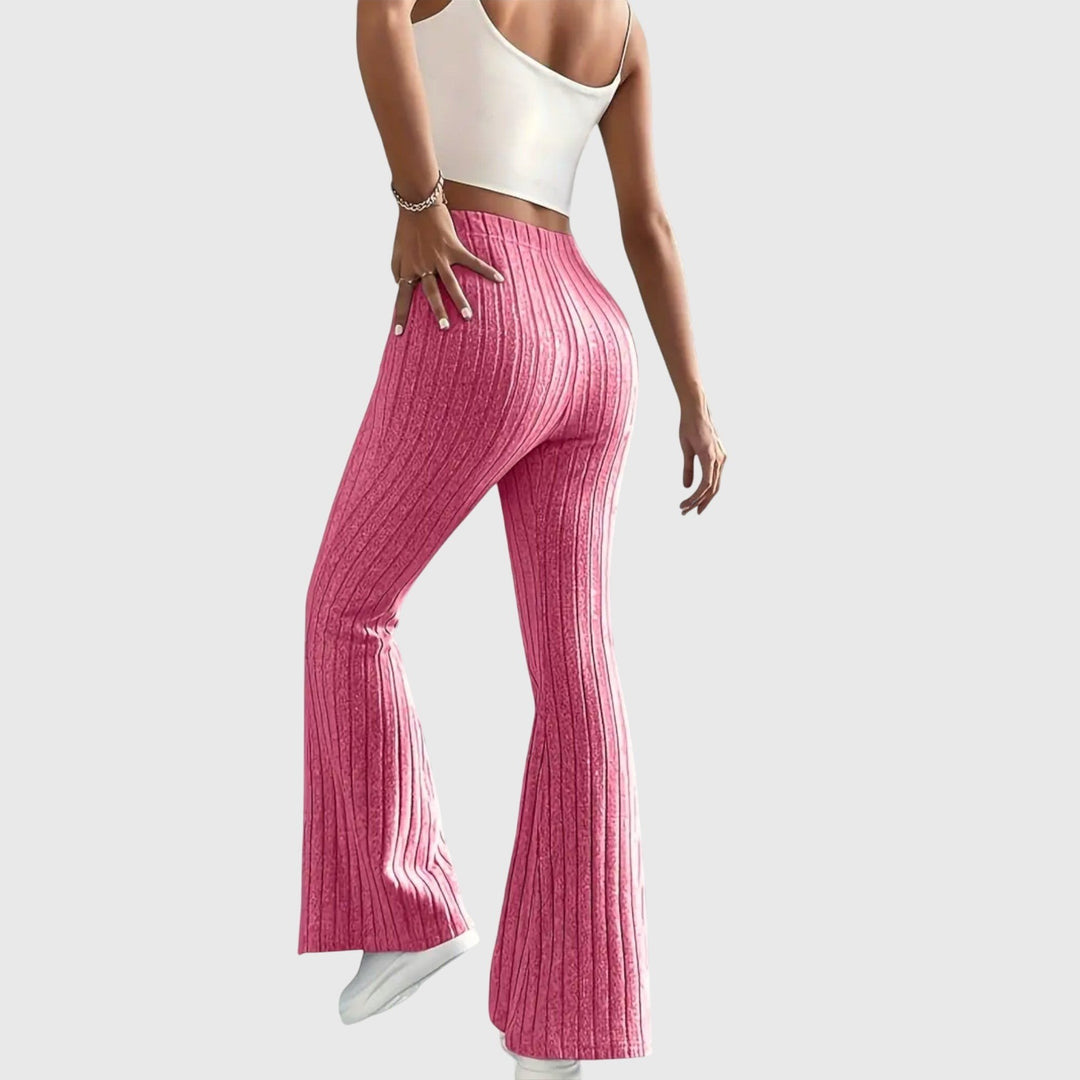 Monica — Pantaloni Eleganti Donna Aderenti a Coste e Zampa con Vita Alta, Lina Milano