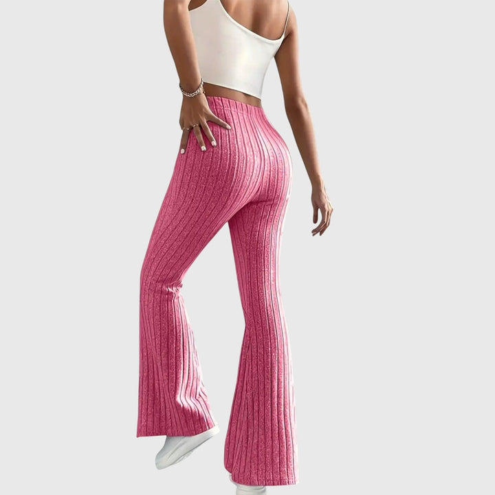 Monica — Pantaloni Eleganti Donna Aderenti a Coste e Zampa con Vita Alta, Lina Milano