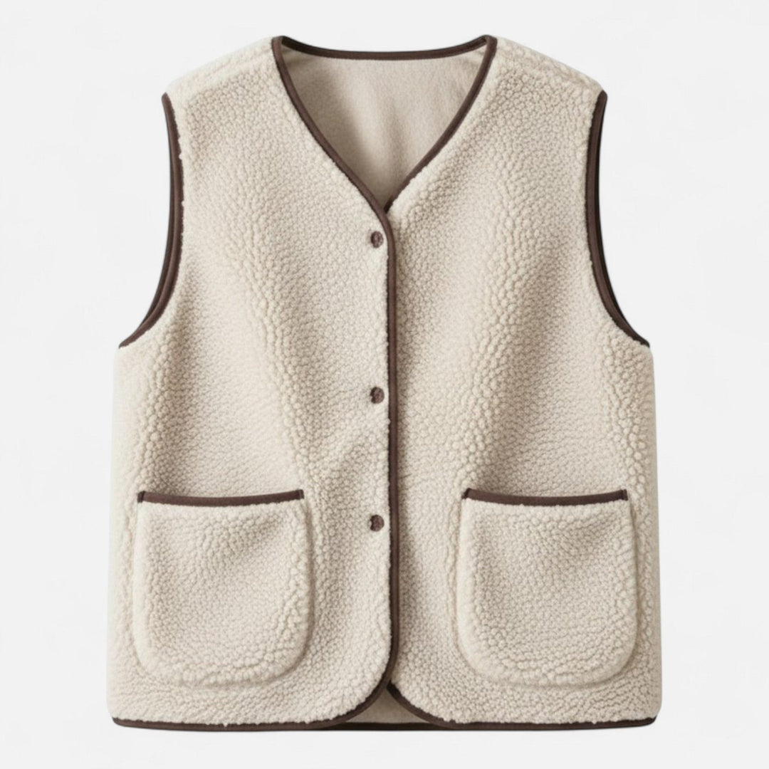 Nadia — Gilet in Pile Donna Teddy con Bottoni e Tasche, Lina Milano