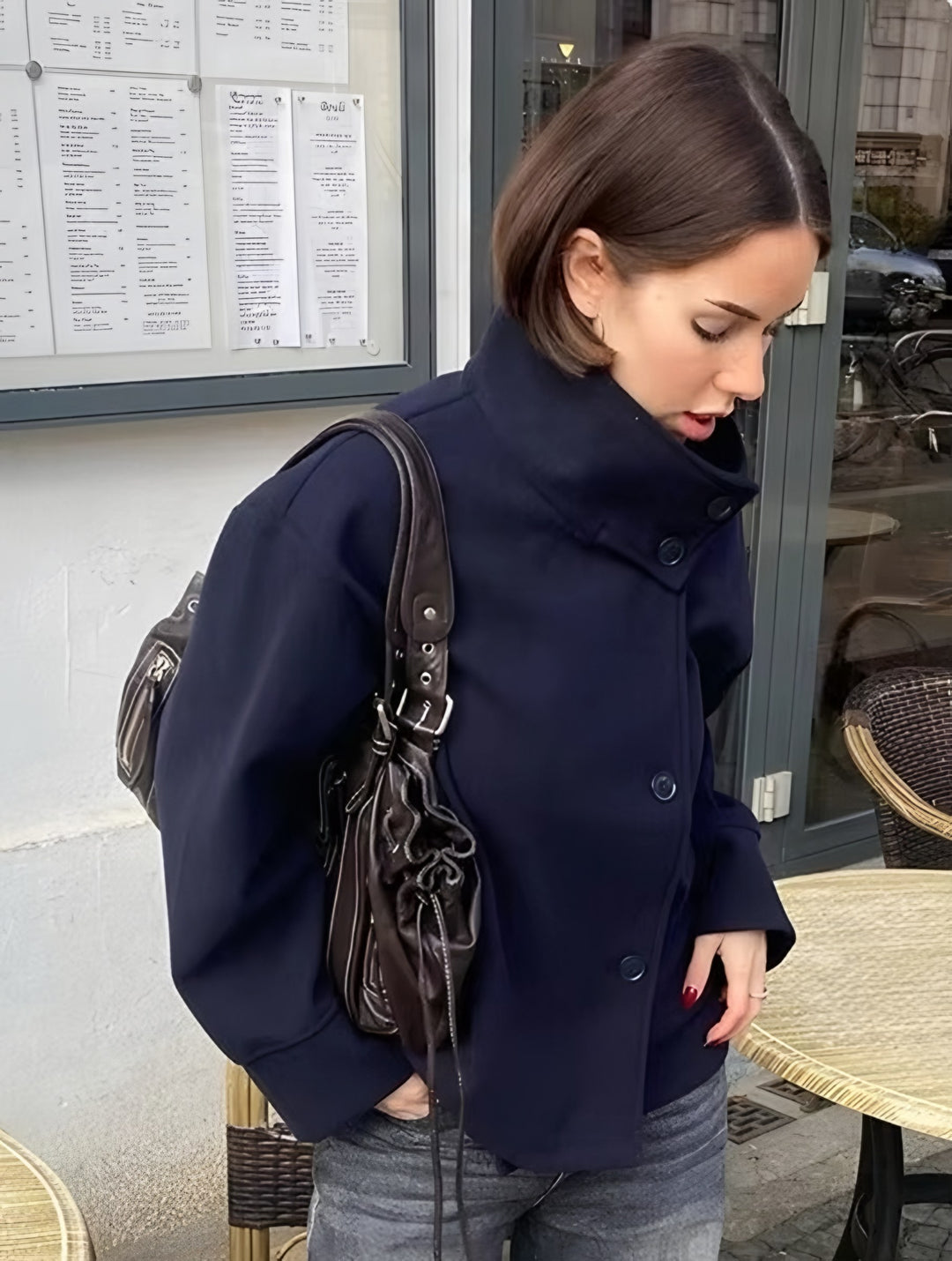 Natalia — Giubbotti Donna Invernali, Corto con Collo Alto e Bottoni, Lina Milano
