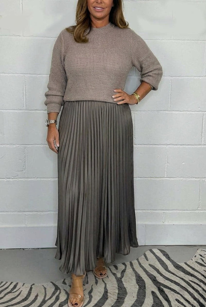 Nicole — Abito in Maglia Donna Lungo con Gonna Plissettata, Lina Milano