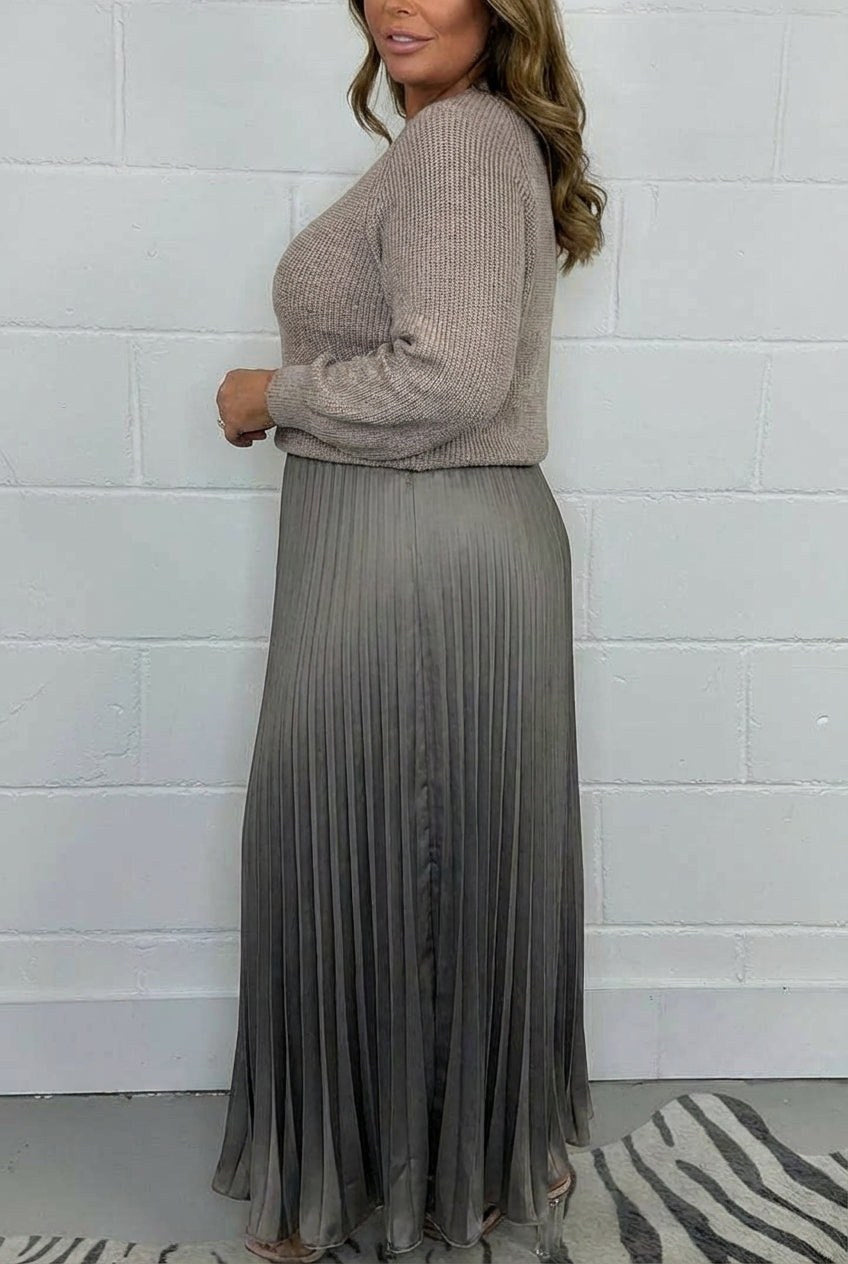 Nicole — Abito in Maglia Donna Lungo con Gonna Plissettata, Lina Milano